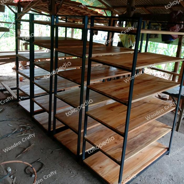 RAK SEMBAKO WOODEN CRAFTY KAYU MAHONI RANGKA BESI