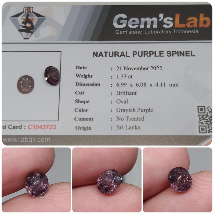 Natural Purple Spinel Ceylon memo NTD Top Luster Srilanka