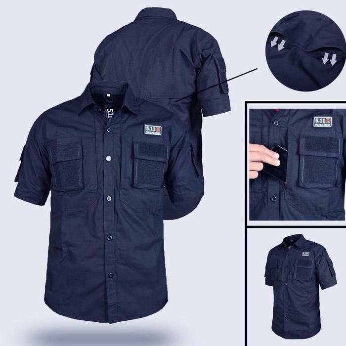 Kemeja Lapangan 511 Lengan Pendek Original Premium Warna Navy / Kemeja