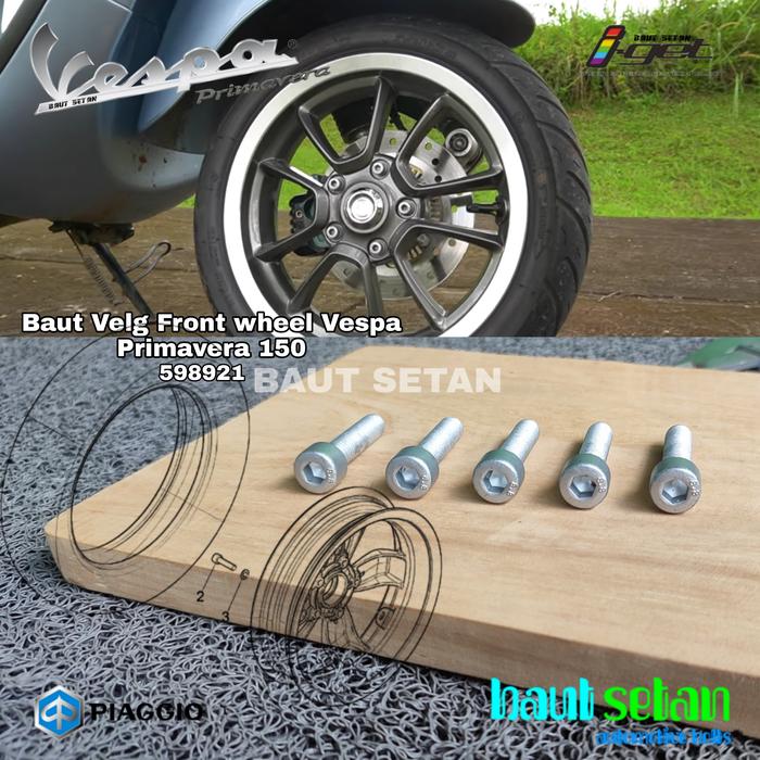 Baut Velg Roda Depan Vespa Primavera 598921