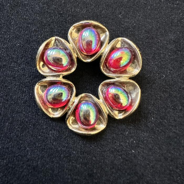Red Jelly Rhinestone Brooch
