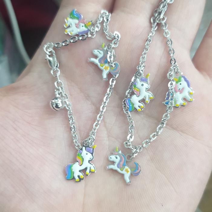 gelang anak white gold unicorn kuda pony emas asli putih 375 8k 14 cm