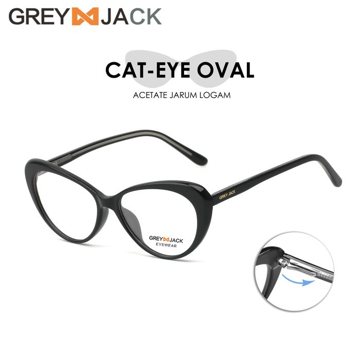 Grey Jack Frame Kacamata TR+ACETATE Wanita Oval Model Cat Eye 21017