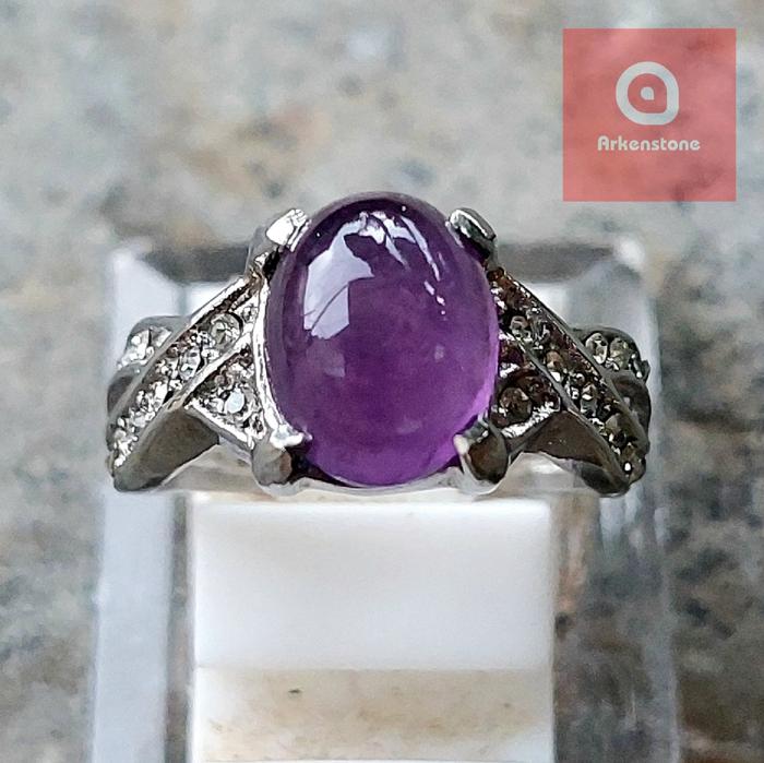 Cincin Wanita Batu Kecubung Ungu Amethyst Crystal