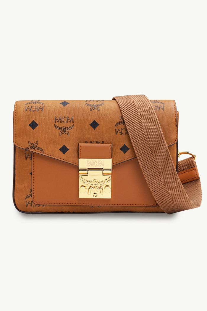 MCM Small Millie Flap Crossbody Bag in Cognac
