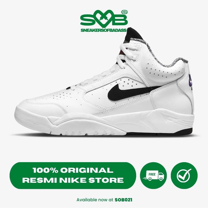 Sepatu Sneakers Nike Men AIR Flight Lite Mid White/Black - DJ2518-100