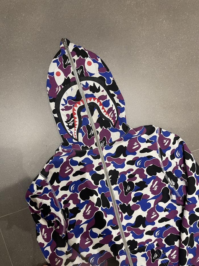 BAPE SHARK WGM FULLZIP HOODIE PURPLE REVERSABLE AUTHENTIC ORIGINAL