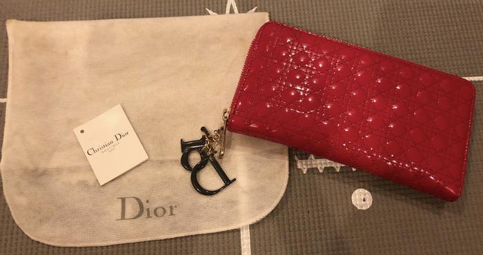 PRELOVED DIOR WALLET MINI CANNAGE VOYAGEUR FUSCHIA+ORI DB+ORI TAG