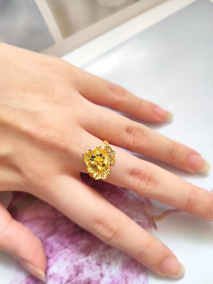 Cincin bunga kendari fashion emas asli bunga edelweiss cincin emas 700