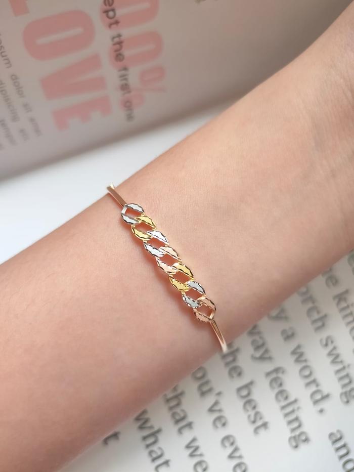 Gelang Bnagle Fashion 3 warna emas muda kadar 300 6karat emas asli ubs