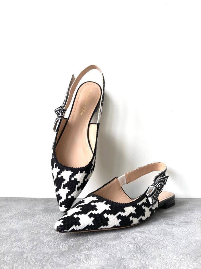 CHRISTIAN DIOR Jadior flat slingback macro houndstooth motif