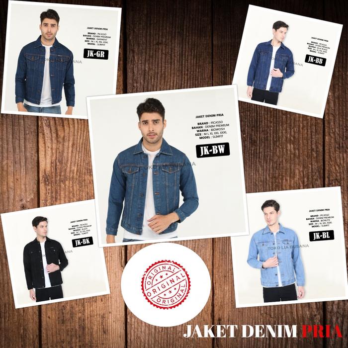 Jaket Jeans Denim Pria Slimfit Original Picasso