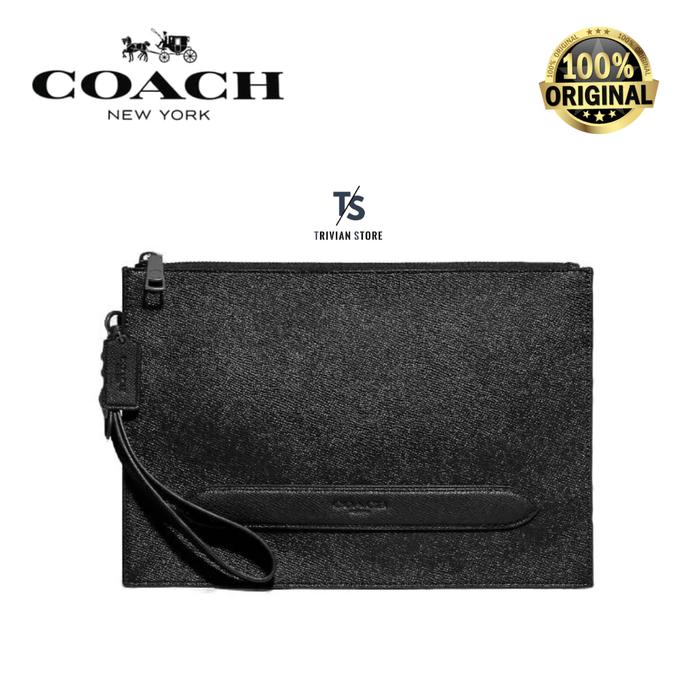 Coach Structured Clutch Pouch Black ORIGINAL