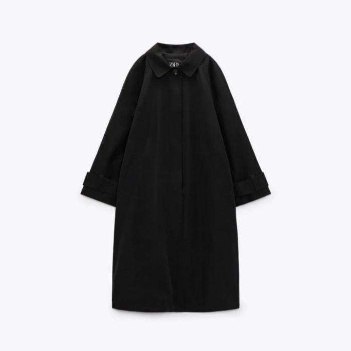 ZR Woman Water Repellent Trench Coat With Tabs Black Original Outer
