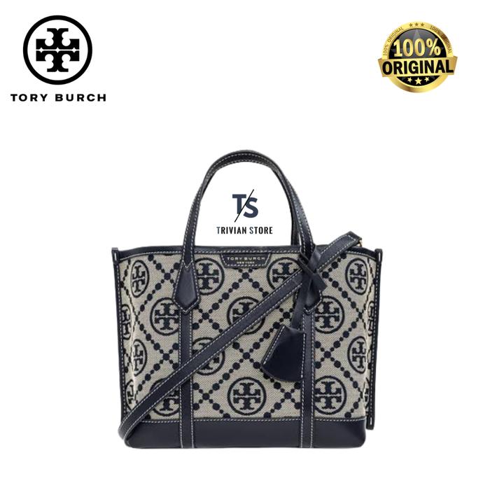 Tory Burch Small Perry T Monogram Triple Compartment Tote ORIGINAL