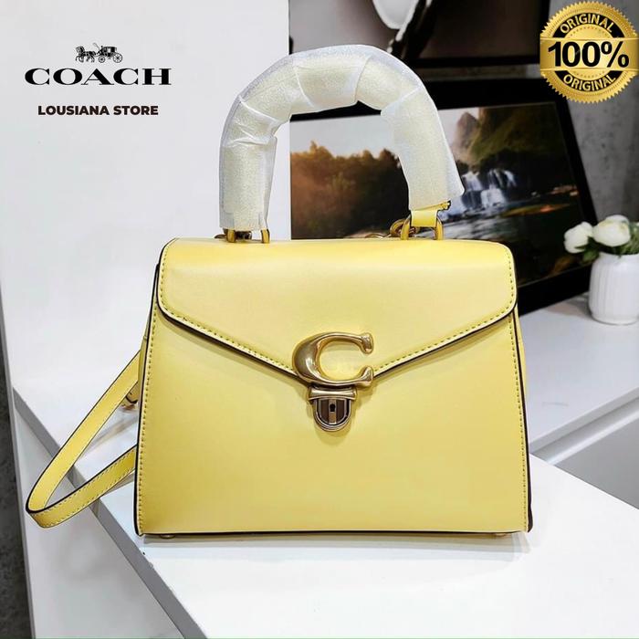 Tas Wanita Coach Sammy Top Handle Leather Yellow