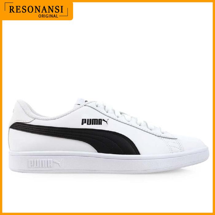 SEPATU PRIA TERBARU ORIGINAL PUMA SNEAKERS SMASH V2 L PUTIH-HITAM