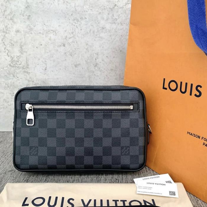 NBU LV Louis Vuitton Pouch Clutch Kasai Graphite Black NEW Ori