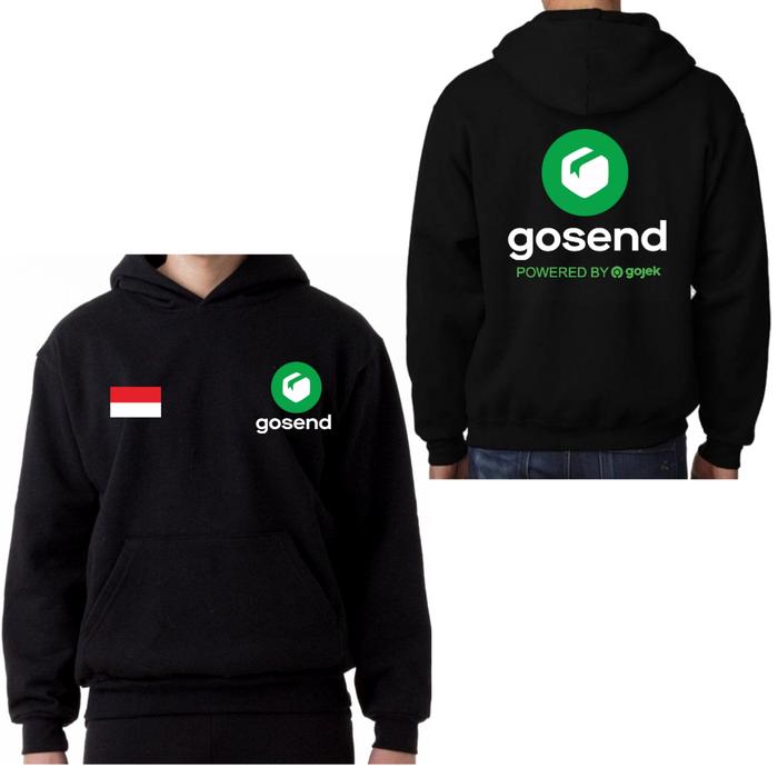 Hoodie oblong hitam gosend sablon depan belakang