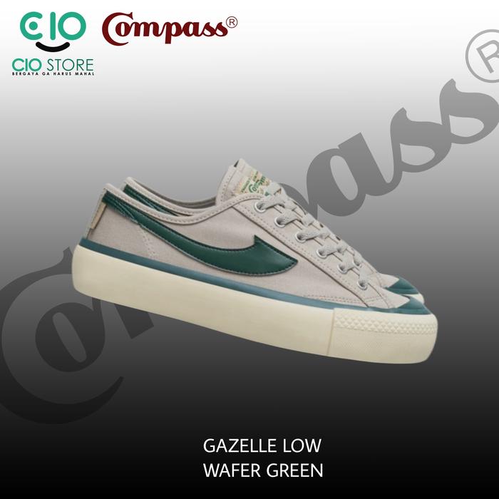 Sepatu Compass Gazelle Low Wafer Green Sneakers Casual Pria Wanita