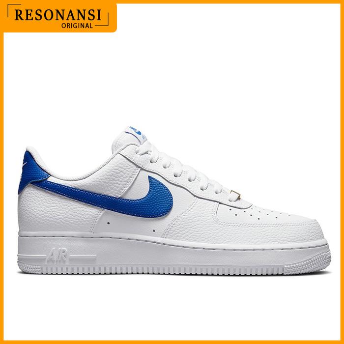 SEPATU PRIA TERBARU NIKE ORIGINAL SNEAKERS AIR FORCE 1 '07 PUTIH BIRU