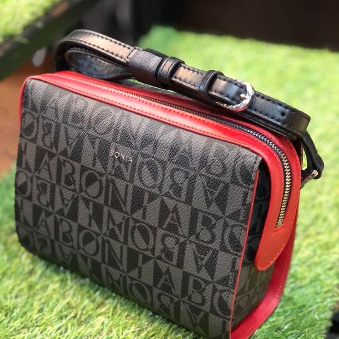Tas bonia original motif monogram hitam sling bag