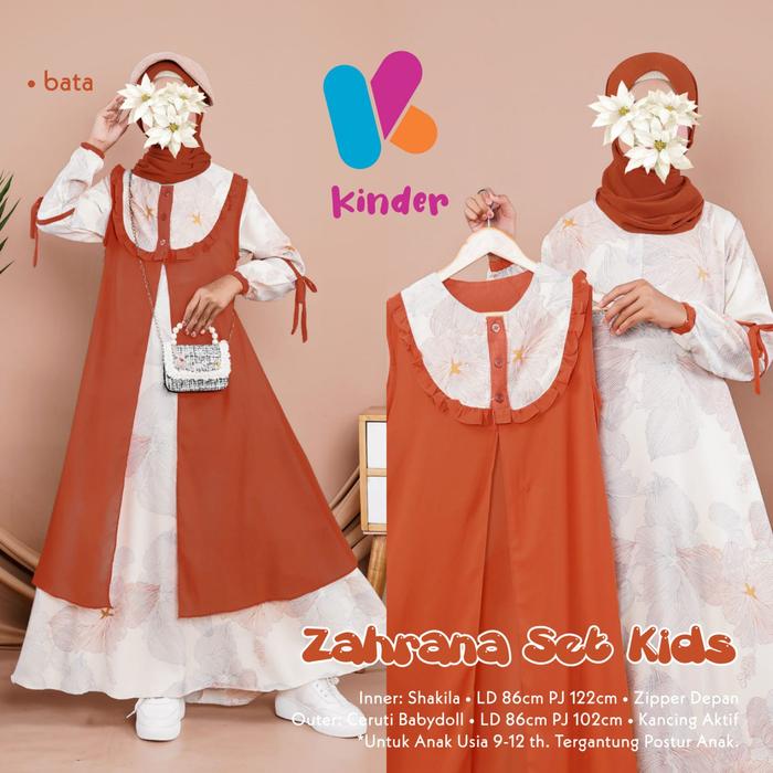Baju anak perempuan terbaru zahrana set maxy gamis muslim modis 3/4