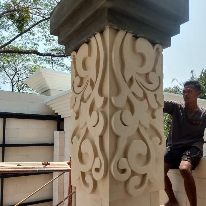 relief Batu Alam Ukiran pilar