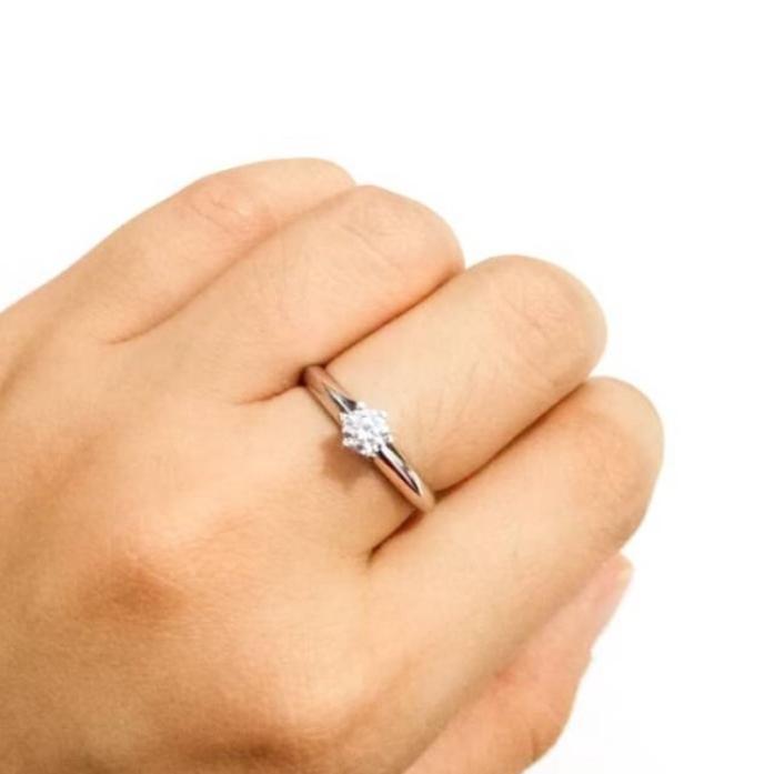 Cincin Soliter Mewah Cincin Nikah Elegant Emas Putih Asli