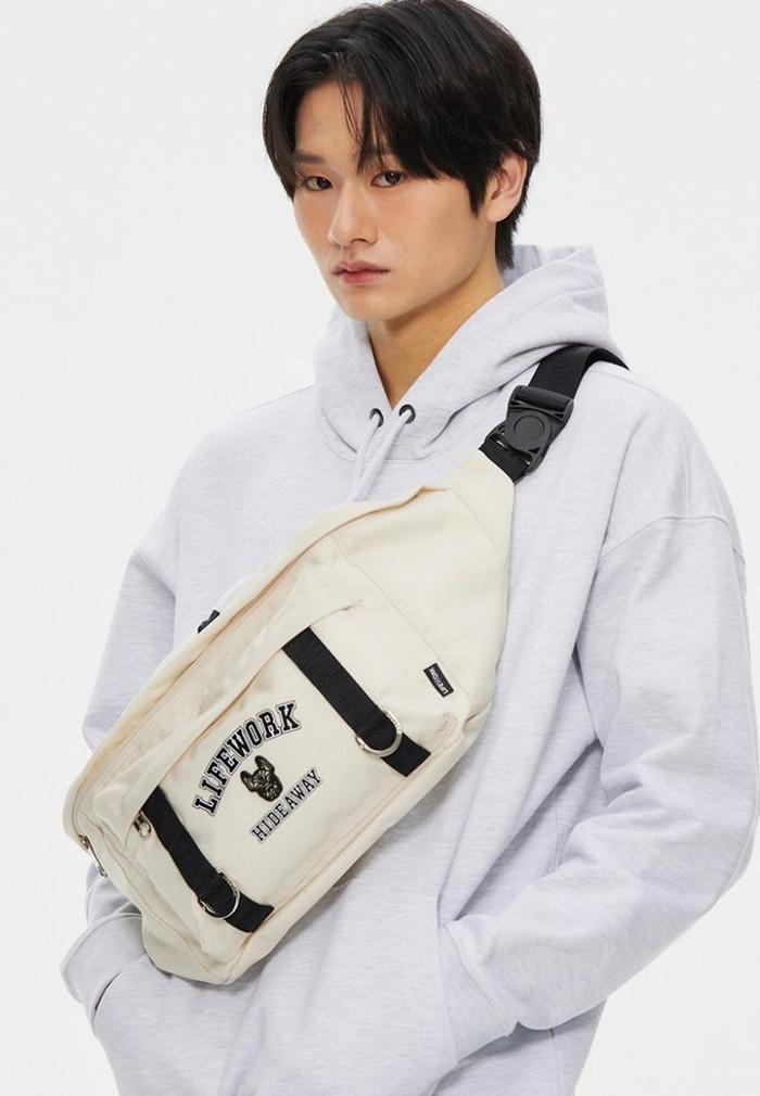 Korea Hipsac Bag Lifework Waist Bag Tas Pinggang Korea Unisex