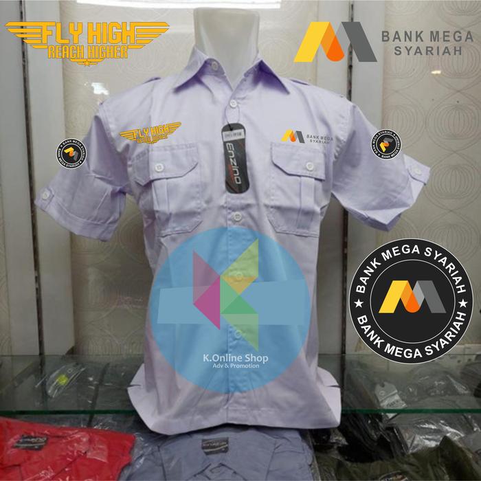 kemeja bank mega syariah seragam bank mega syariah baju lengan pendek