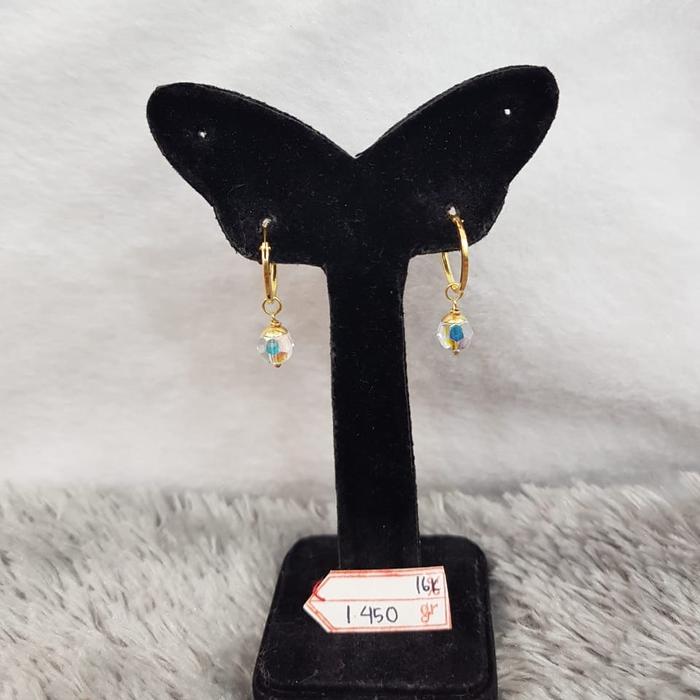 JR720D117D Anting jersy variasi mata kristal putih emas kuning 16k