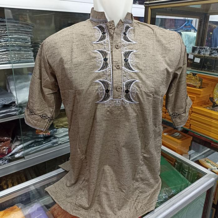 Baju koko bordir motif khas Aceh / Baju muslim pria motif pintu Aceh