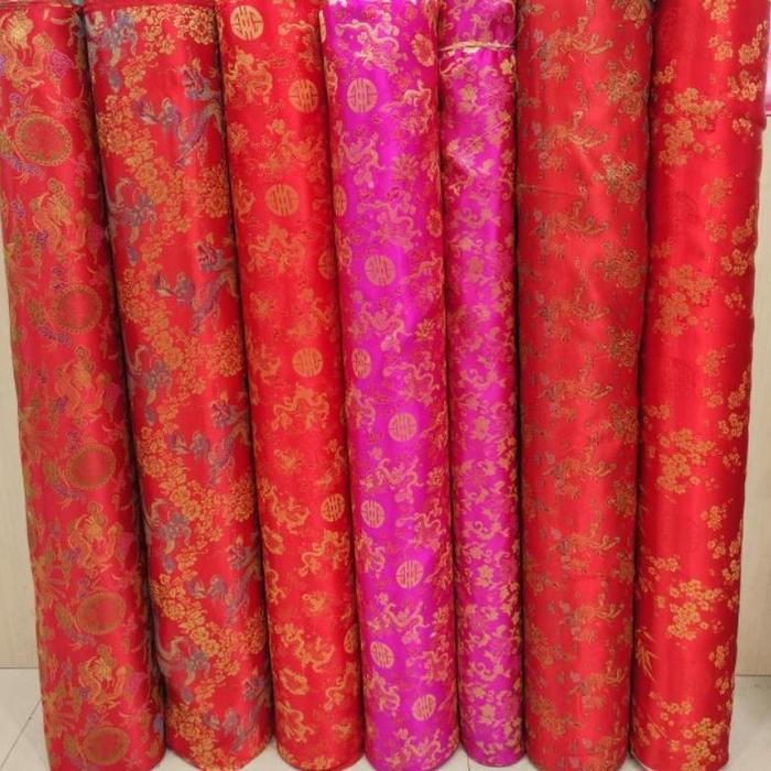 Kain Cheongsam Chongsam Cina Motif Naga Bunga Koin