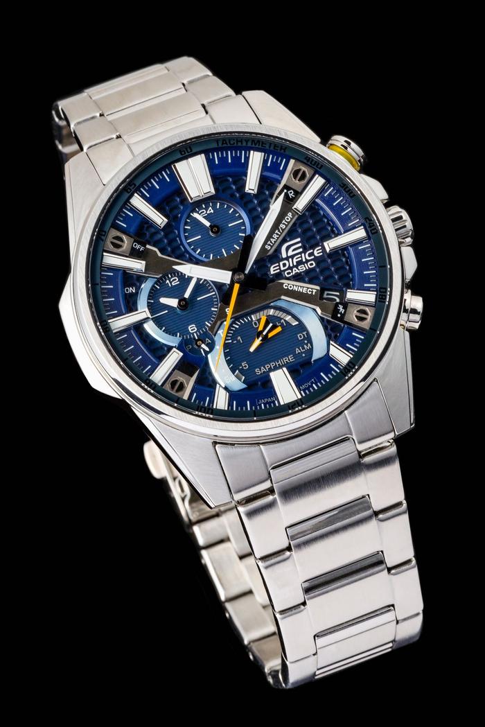 Jam Tangan Pria Casio EDIFICE EQB-1200D-2A EQB-1200 Chronograph Navy Dial Silver Steel