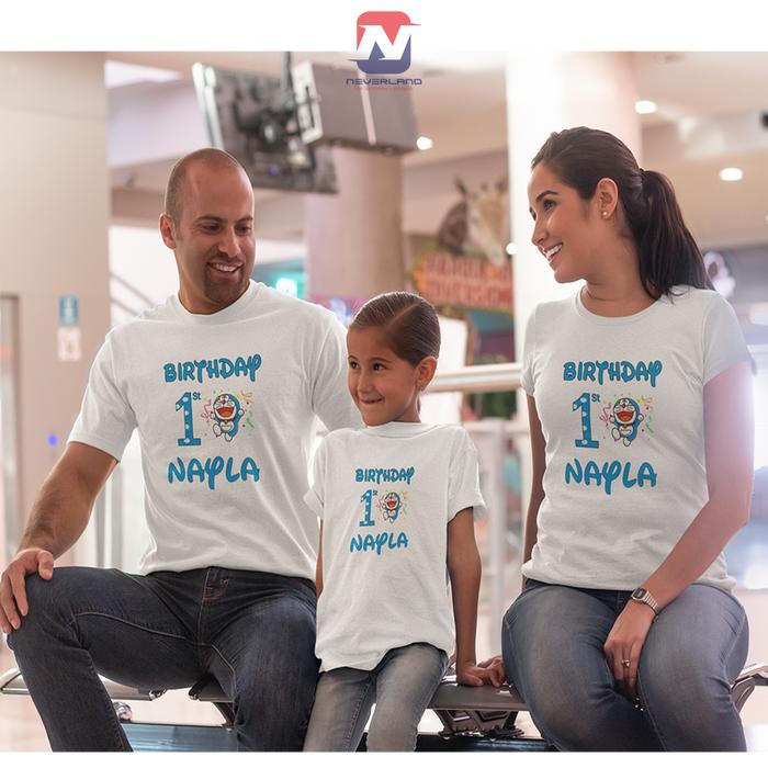 Kaos Couple Keluarga | Kaos Family Ultah Doraemon