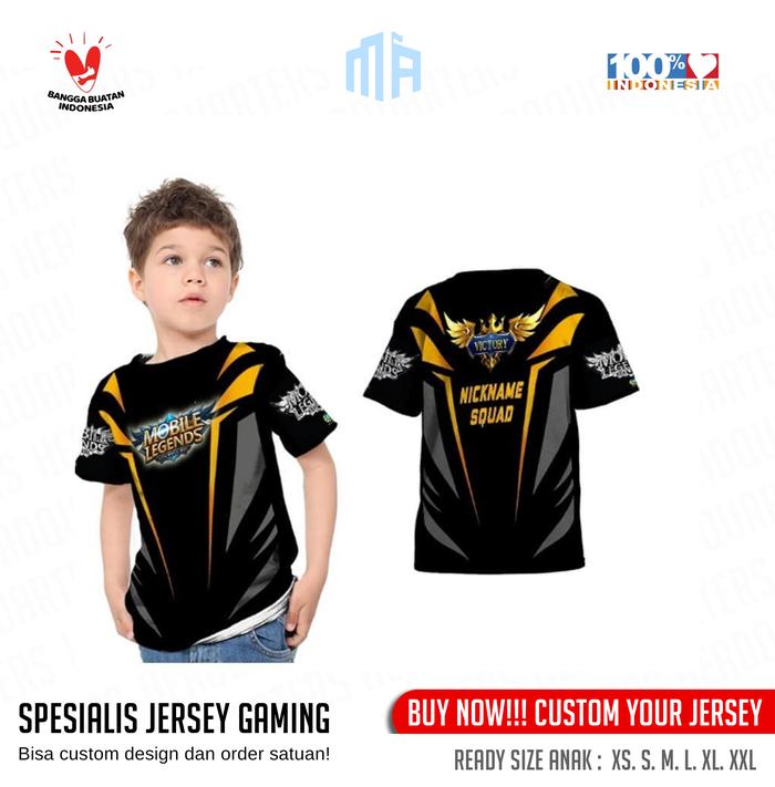 Kaos Jersey Anak FREE FIRE PUBG Mobile Legend ML Squad Custom Design