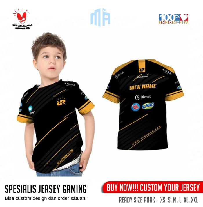 Kaos Jersey Anak Gaming RRQ 2 Esports custom Full Printing Nama