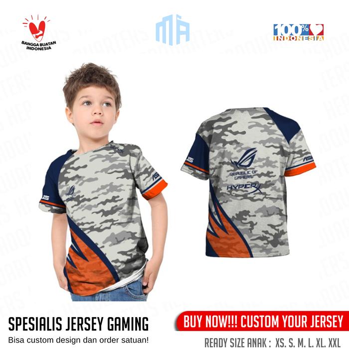 Kaos Jersey Anak Gaming ROG Asus Esports custom Full Printing Nama