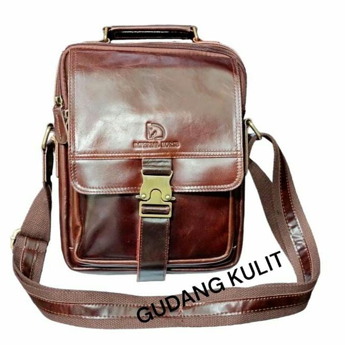 IMPERIAL HORSE-TAS SELEMPANG PRIA  KULIT ASLI TERBARU MODEL 9650 BROWN