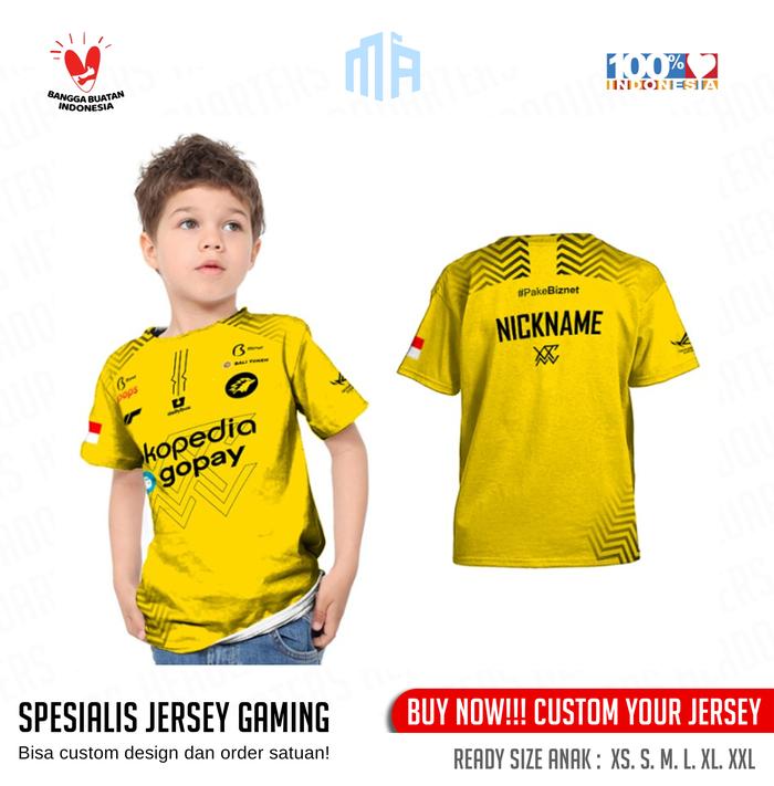Kaos Jersey Anak Gaming Onic 1 Esports custom Full Printing Nama