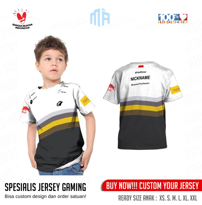 Kaos Jersey Anak Gaming Onic 2 Esports custom Full Printing Nama