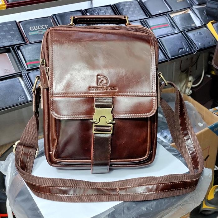 IMPERIAL HORSE-TAS SELEMPANG PRIA KULIT ASLI ORIGINAL MODEL 9650 BROWN