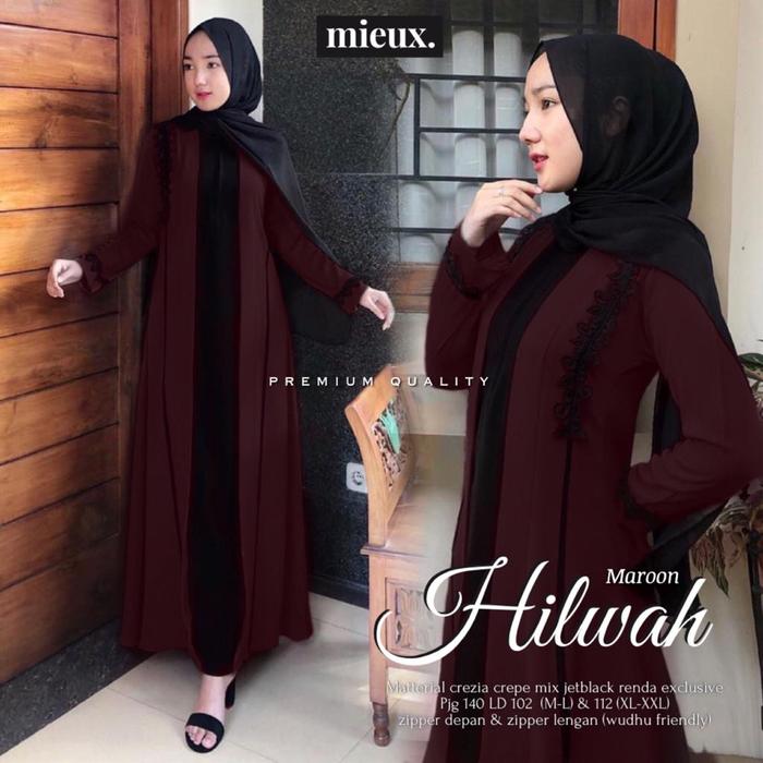 gamis wanita terbaru hilwah jetblack adem nyaman dipakai