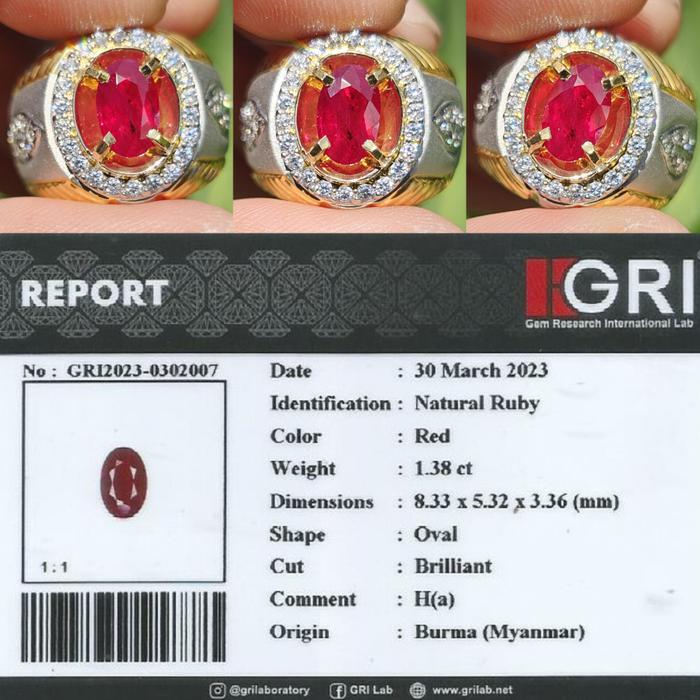 Natural HQ Batu Red Ruby Birma Burma Myanmar Mogok Heated-a 1.38 Cts