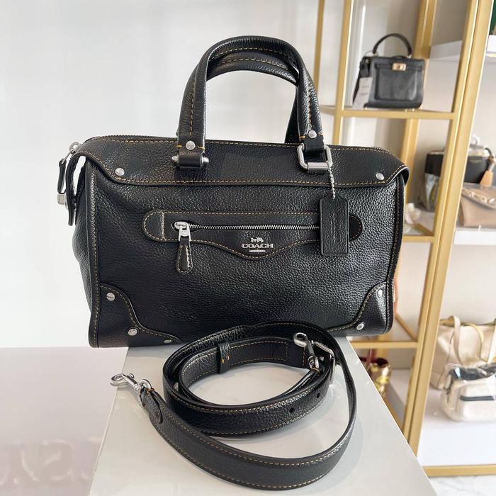 Coach Ce636 Millie Satchel Refined Pebble Leather sz 30x22x11 Black