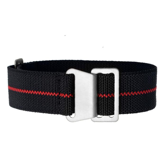 Nato Strap Elastis Black Red 22mm