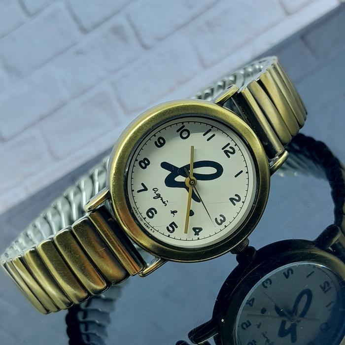 Jam tangan wanita Agnes B Quartz watch V701 6220 Japan R