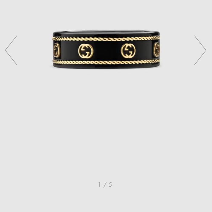Gucci ring interlocking G black with gold yellow color