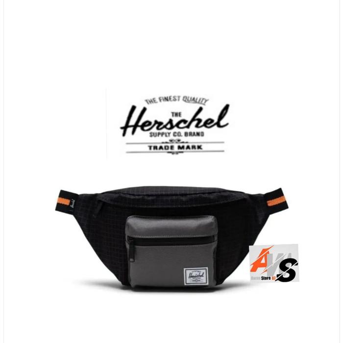 HERSCHEL SEVENTEEN-BLACK GRID/GARGOYLE/SUN ORANGE-(3.5L)-BAG-US